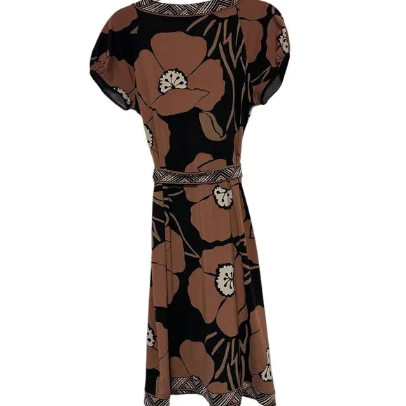 BCBGMaxAzria brown and black floral midi dress size S - Picture 2 of 7